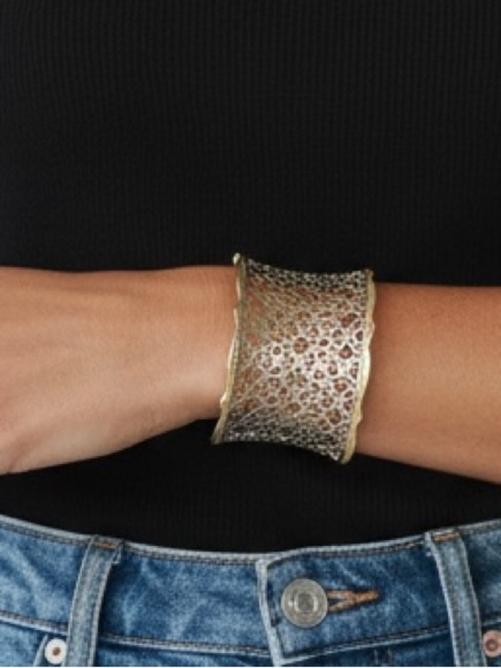 Silver and Gold trim tone Bracelet- Bendable Women